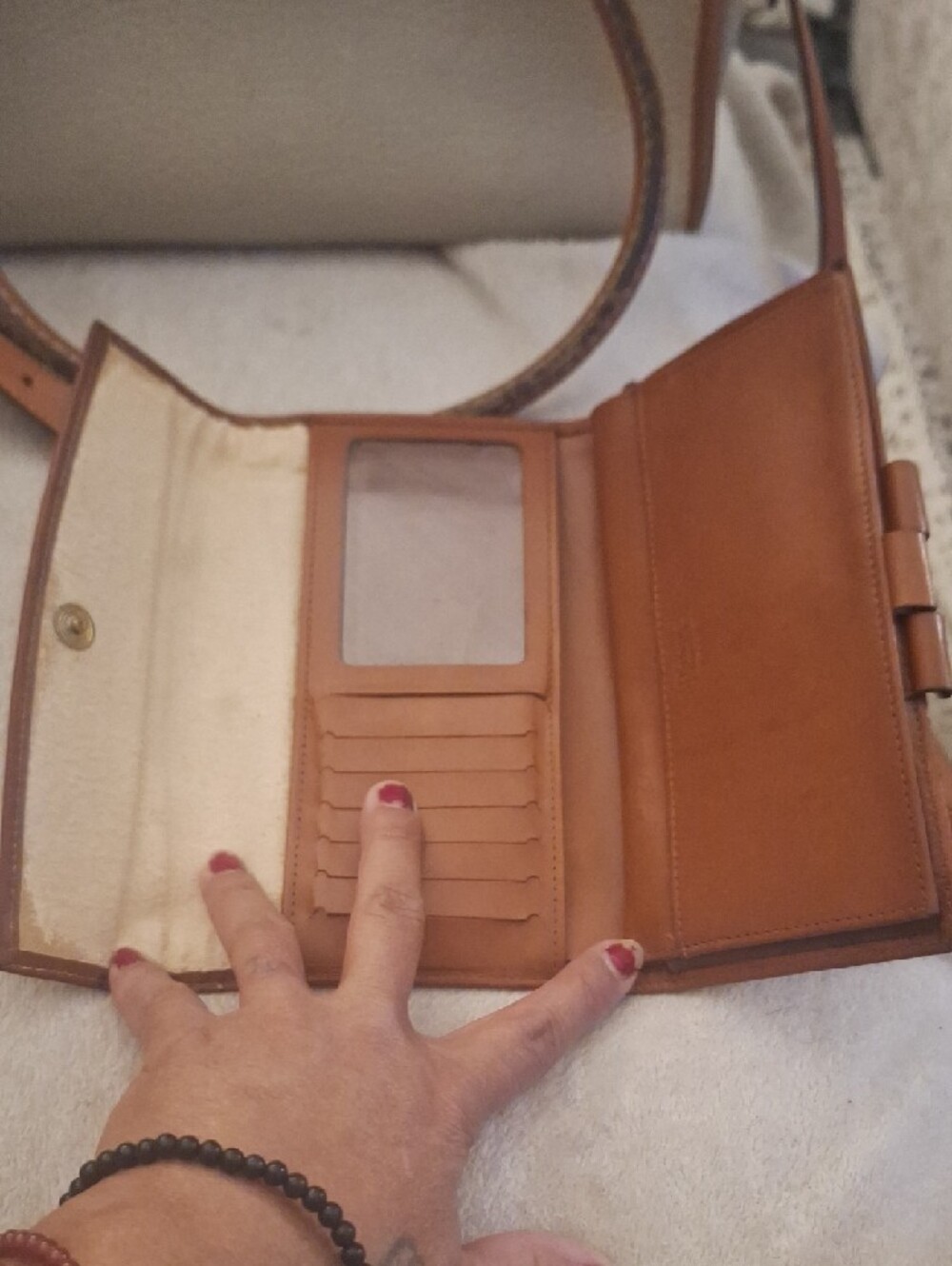 Dooney & Bourke Cream & Tan Leather Trim Shoulder Bag - Picture 5 of 5